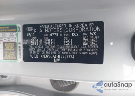 2020 Kia Sportage S from USA, damaged, VIN KNDP6CAC4L7727774